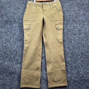 Duluth Trading Co Fleece Lined Cargo Pants Womens 8x33 Tan Canvas Work Trousers